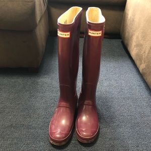Purple hunter boots and socks
